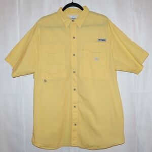 Columbia Men's PFG Bahama II Short Sleeve Buttery Yellow Fishing Shirt. Large.